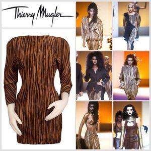 THIERRY MUGLER Vintage Iconic African Summer Collection S/S 1988 Dress Size S XS